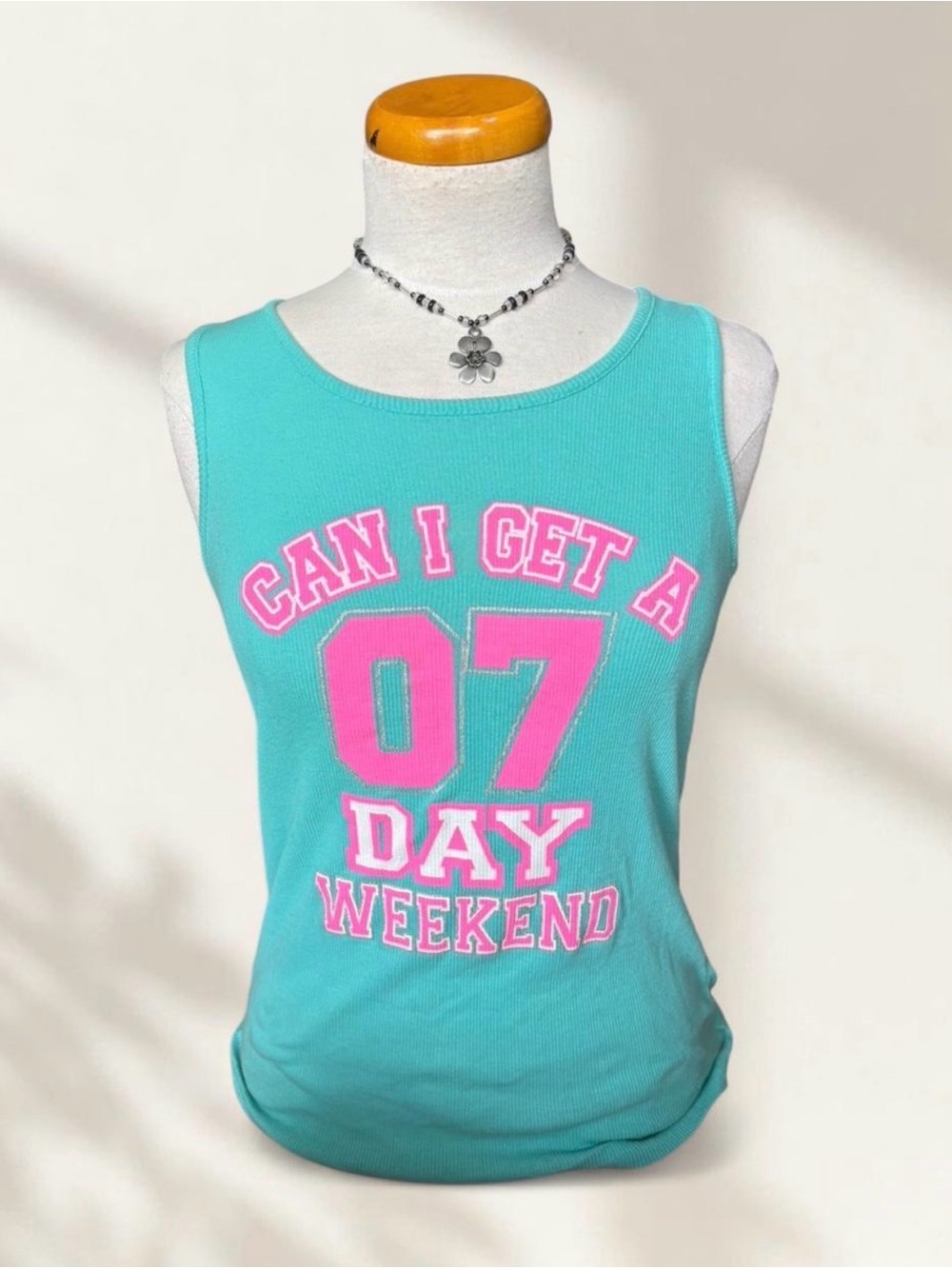 Women’s Aqua Tank Camisole with Pink Graphic